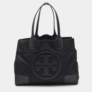 Tory Burch Black Nylon and Faux Leather Medium Ella Tote