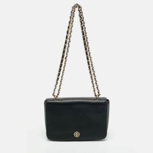 Tory Burch Black Leather Robinson Shoulder Bag