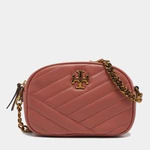 Tory Burch Coral Pink Leather Kira Camera Crossbody Bag