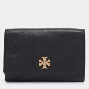 Pre Owned Tory Burch Black Leather Georgia Turn-Lock Crossbody Bag