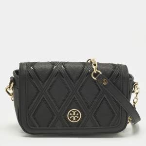 مملوكة مسبقًا Tory Burch Patchwork Robinson Black Leather Chain Shoulder Bag