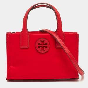 Pre Owned Tory Burch Ella Mini Red Nylon Tote