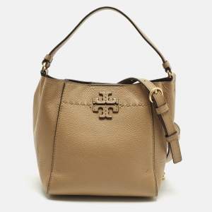 مملوكة مسبقًا Tory Burch McGraw Small Tan Leather Bucket Bag