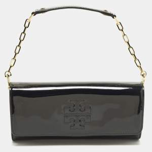 مملوكة مسبقًا Tory Burch Bombe Black Patent Leather Clutch