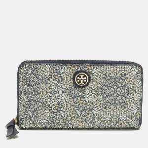 Pre Owned Tory Burch Kerrington Kaleidoscope Multicolor Coated Canvas Continental Wallet