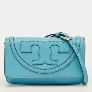 مملوكة مسبقًا Tory Burch All T Combo Juniper Blue Leather Crossbody Bag