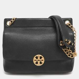 Pre Owned Tory Burch Chelsea Black Leather Shoulder Bag