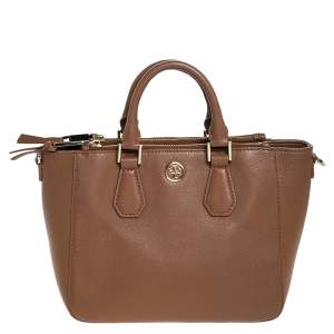 مملوكة مسبقًا Tory Burch Brown Leather Double Zip Tote
