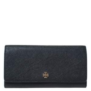 مملوكة مسبقًا Tory Burch Black Leather Continental Wallet 