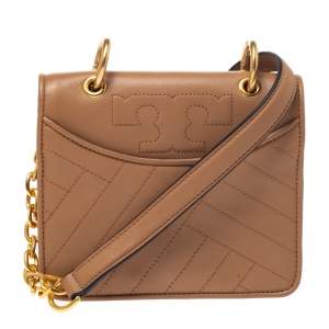 مملوكة مسبقًا Tory Burch Caramel Brown Leather Mini Alexa Crobssbody Bag