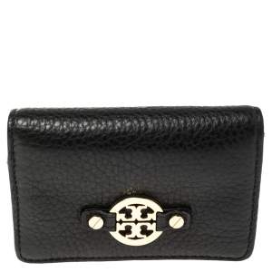 Pre Owned Tory Burch Black Leather Robinson Card Holder