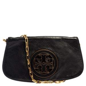 مملوكة مسبقًا Tory Burch Black Leather Reva Logo Crossbody Bag