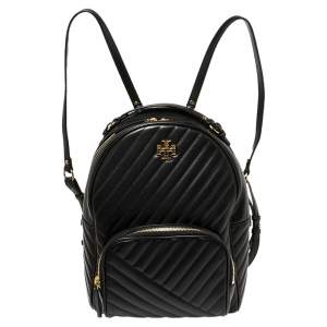 Tory Burch Black Quilted Leather Kira Backpack