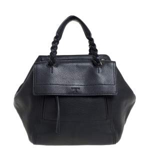 Pre Owned Tory Burch Black Leather Small Half Moon Satchel