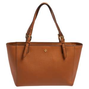 Pre Owned Tory Burch Brown Leather Medium York Buckle Tote