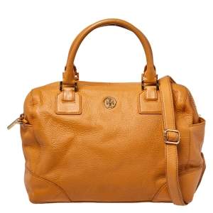 Pre Owned Tory Burch Mustard Leather Robinson Boston Bag