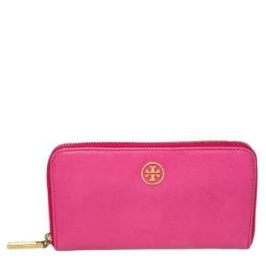 Tory Burch Pink Leather Zip Around Wallet