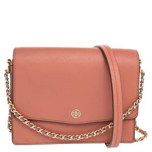 Pre Owned Tory Burch Brown Leather Robinson Shoulder Bag