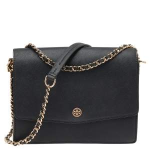 Pre Owned Tory Burch Black Leather Robinson Shoulder Bag