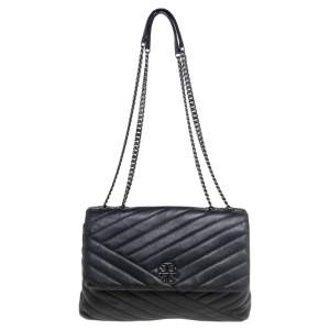 Pre Owned Tory Burch Black Chevron Quilted Kira Shoulder Bag 