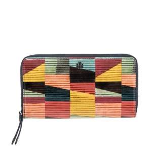 Tory Burch Multicolor Printed PVC Zip Around Continental Wallet
