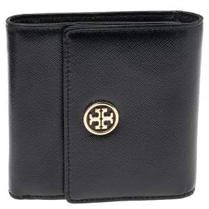 مملوكة مسبقًا Tory Burch Black Saffiano Leather Robinson Trifold Wallet