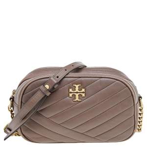 Pre Owned Tory Burch Brown Leather Kira Camera Crossbody Bag