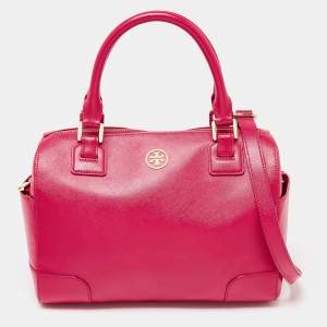 Pre Owned Tory Burch Fuchsia Leather Robinson Dome Satchel