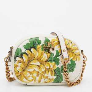 Pre Owned Tory Burch Multicolour Printed Quilted Leather Small Kira Camera Bag   