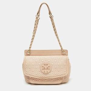 مملوكة مسبقًا Tory Burch Beige Quilted Leather Marion Shoulder Bag