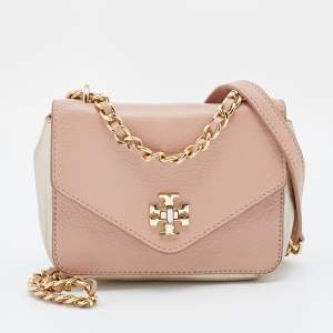 Tory Burch Pink/Gold Leather Mini Kira Crossbody Bag