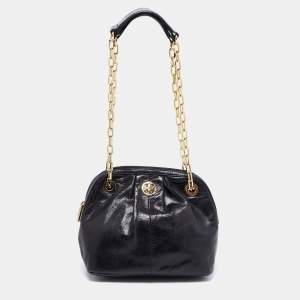 Pre Owned Tory Burch Black Leather Mini Dena Shoulder Bag