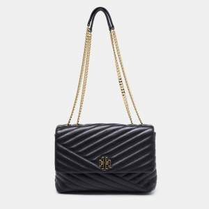 Pre Owned Tory Burch Black Quilted  Leather Kira Shoulder Bag
