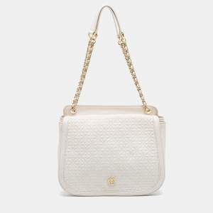 Pre Owned Tory Burch Cream Quilted Leather Bryant Shoulder Bag
