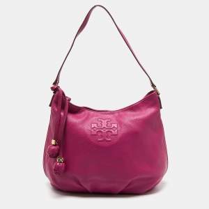 Pre Owned Tory Burch Pink Leather Thea Hobo 