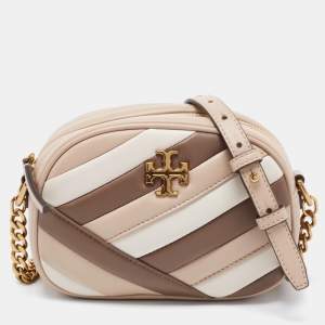 Pre Owned Tory Burch Tri Color Quilted Leather Small Kira Camera Bag