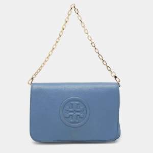 Tory Burch Blue Leather Reva Clutch