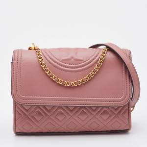 Tory Burch Rose Pink Leather Fleming Shoulder Bag