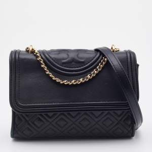 Tory Burch Black Leather Fleming Shoulder Bag