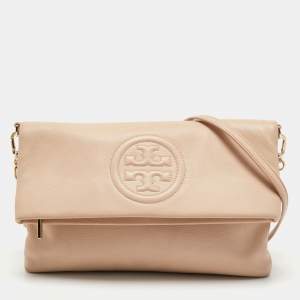 Tory Burch Cream Leather Thea Fold Over Crossbody Bag