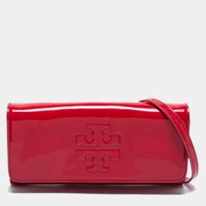 Pre Owned Tory Burch Red Patent Leather Crossbody Bag