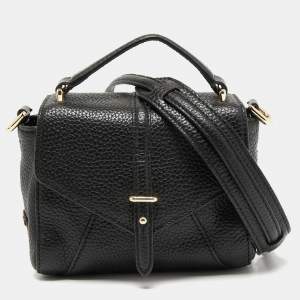 Pre Owned Tory Burch Black Leather Mini 797 Top Handle Bag