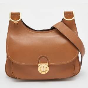 Tory Burch Brown Leather James Saddle Shoulder Bag