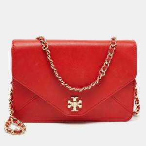 Tory Burch Red Leather Kira Envelope Flap Shoulder Bag