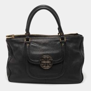 Pre Owned Tory Burch Black Leather Amanda Tote