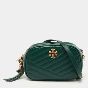 Pre Owned Tory Burch Green Leather Kira Camera Bag