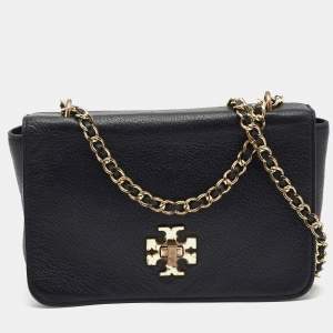 Pre Owned Tory Burch Black Leather Kira Flap Crossbody Bag