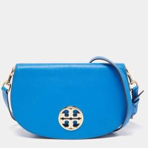 Pre Owned Tory Burch Blue Leather Jamie Crossbody Bag