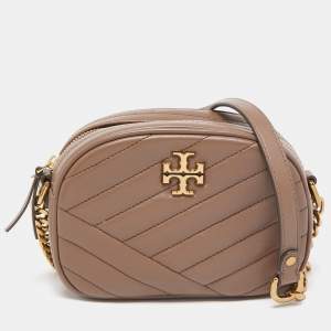 Tory Burch Beige Chevron Leather Small Kira Camera Bag