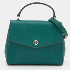 Tory Burch Green Leather Robinson Small Top Handle Bag